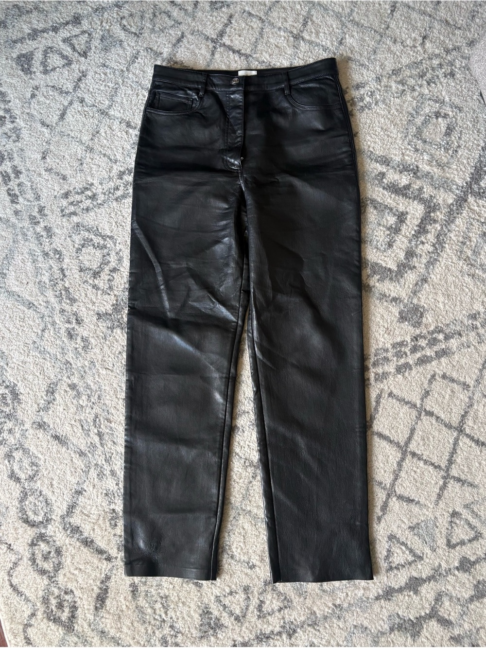 Wilfred Black Faux Leather Straight-Leg Jeans